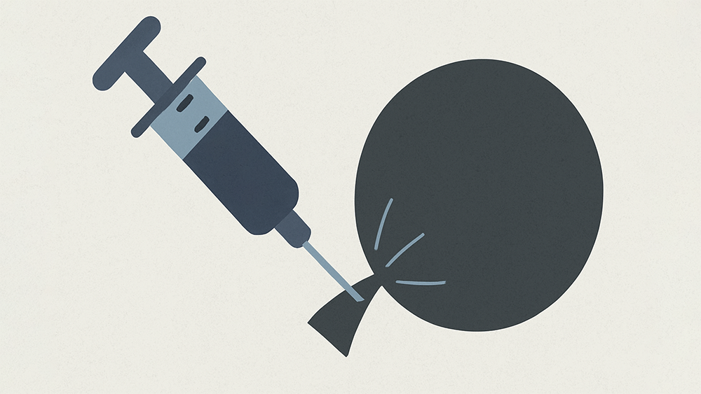 Syringe administering medicine to an inflated balloon